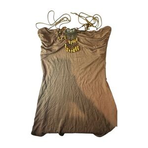 Tan SKY Sleeveless Camisole halter  with Ruched Embellishments